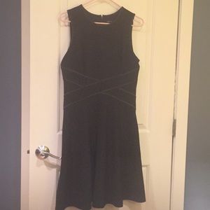 Flattering A Line Dress leather detail WHBM